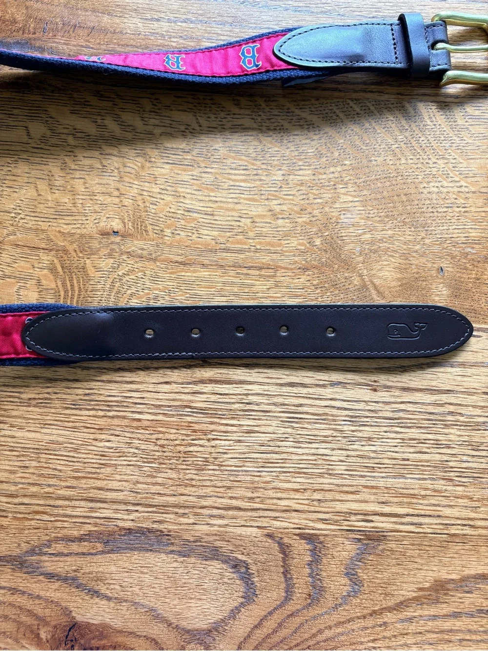 Vineyard Vines Boston Red Sox Red and Navy Belt with Brass Buckle- mens 30 waist